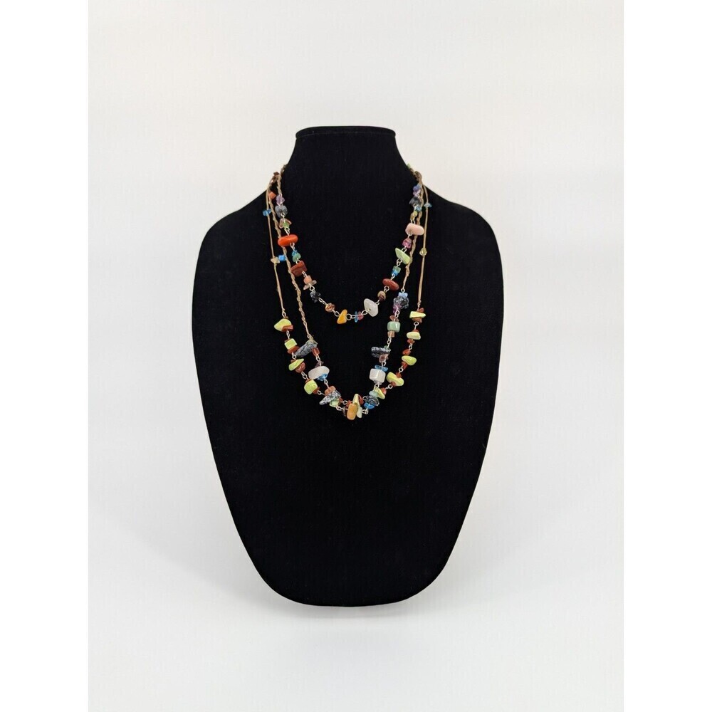 Boho Layered Necklace Chunky Stones Handmade Statement Piece Coachella Festival